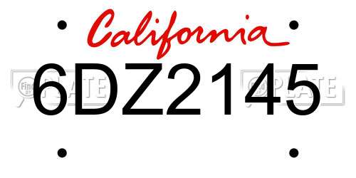 6DZ2145 California License Plate