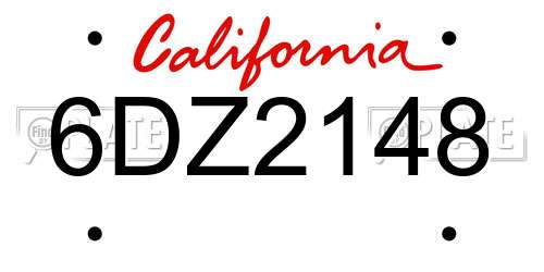 6DZ2148 California License Plate
