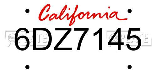 6DZ7145 California License Plate
