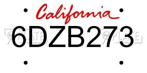 6DZB273 California License Plate
