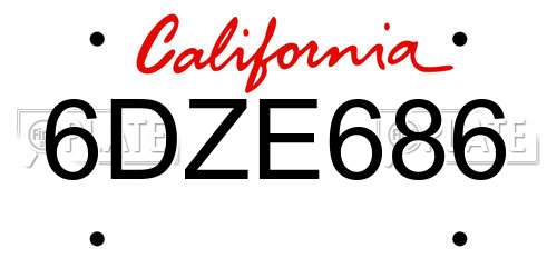 6DZE686 California License Plate