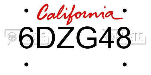 6DZG48 California License Plate