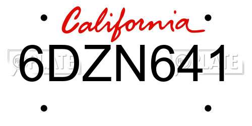 6DZN641 California License Plate