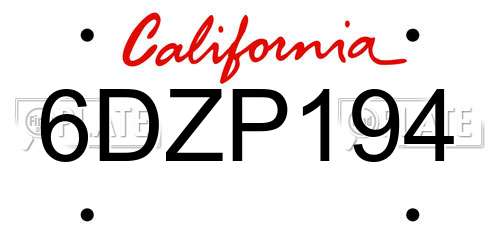 6DZP194 California License Plate