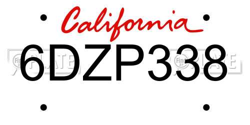 6DZP338 California License Plate