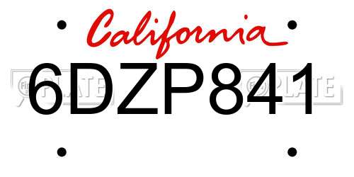 6DZP841 California License Plate