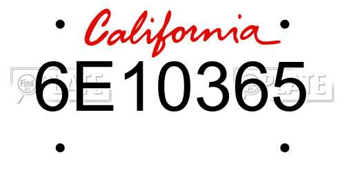 6E10365 California License Plate