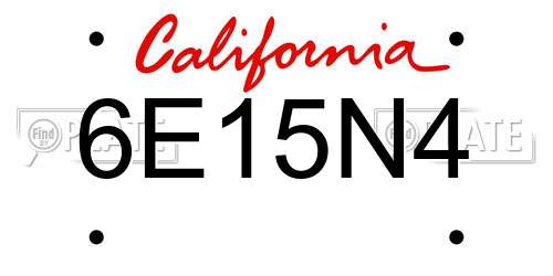 6E15N4 California License Plate