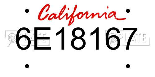 6E18167 California License Plate