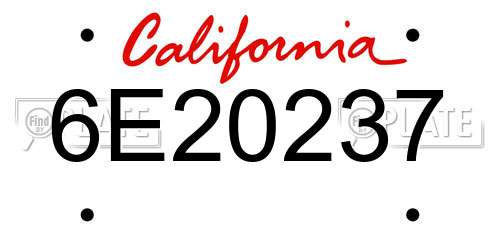 6E20237 California License Plate