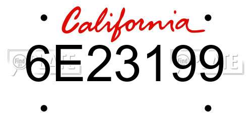 6E23199 California License Plate