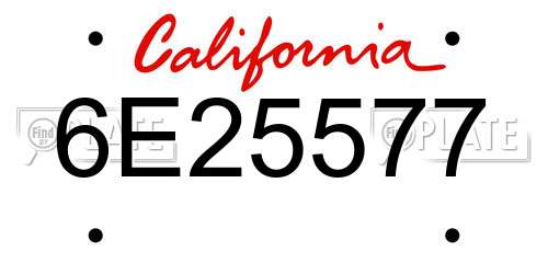 6E25577 California License Plate