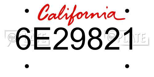6E29821 California License Plate