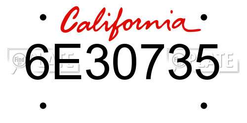 6E30735 California License Plate