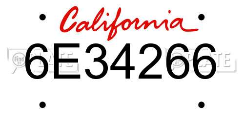 6E34266 California License Plate