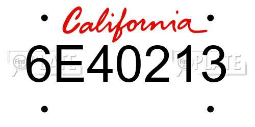 6E40213 California License Plate