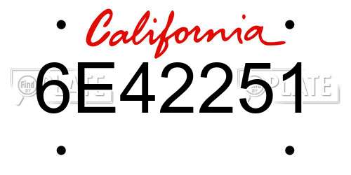 6E42251 California License Plate