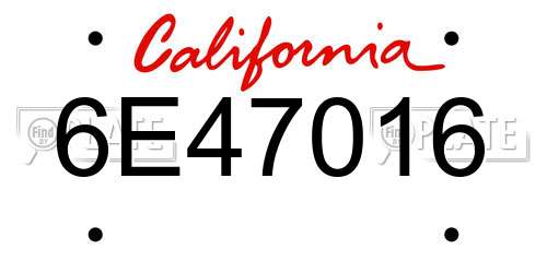 6E47016 California License Plate