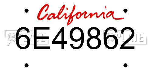 6E49862 California License Plate