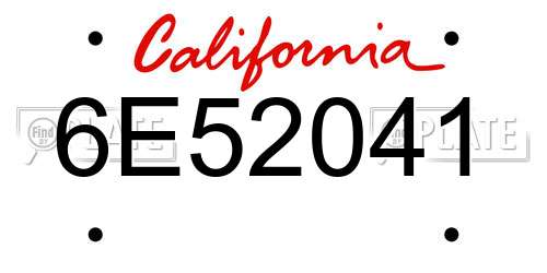 6E52041 California License Plate