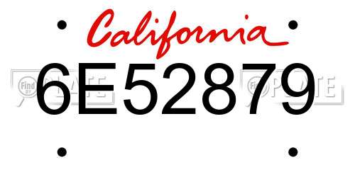 6E52879 California License Plate