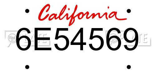 6E54569 California License Plate