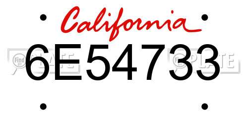 6E54733 California License Plate