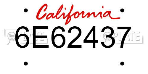 6E62437 California License Plate