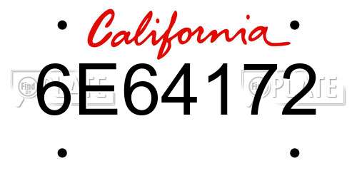 6E64172 California License Plate