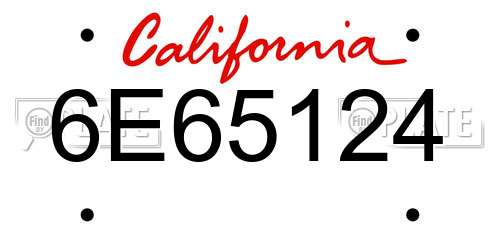 6E65124 California License Plate