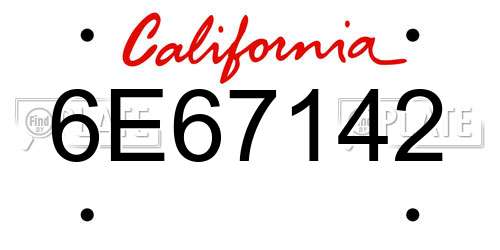 6E67142 California License Plate