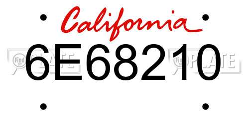 6E68210 California License Plate
