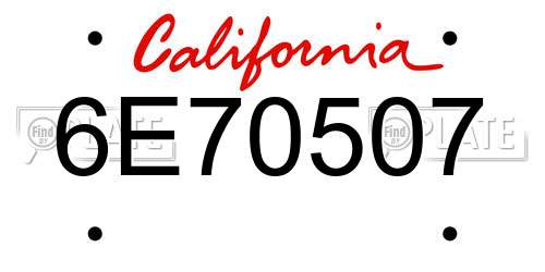 6E70507 California License Plate