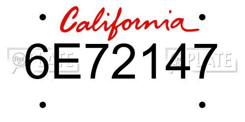 6E72147 California License Plate
