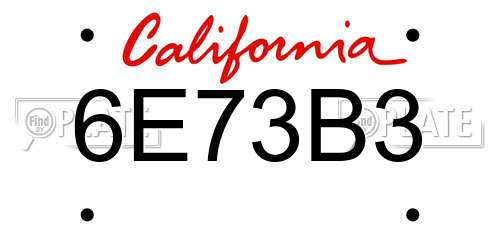 6E73B3 California License Plate