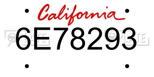 6E78293 California License Plate