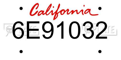 6E91032 California License Plate