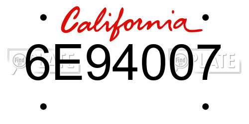6E94007 California License Plate