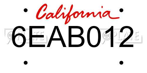 6EAB012 California License Plate