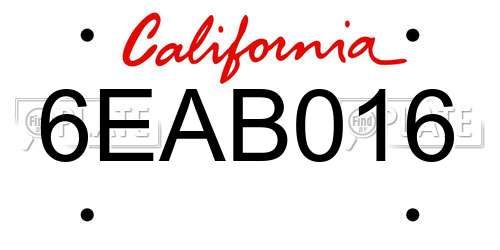 6EAB016 California License Plate