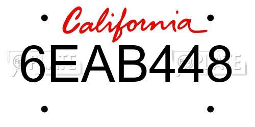 6EAB448 California License Plate