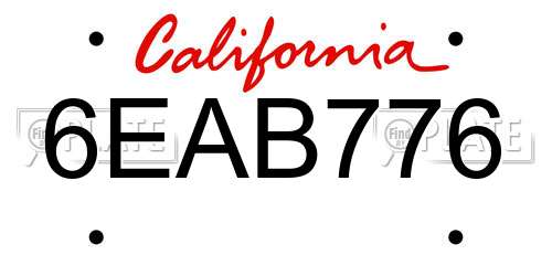 6EAB776 California License Plate