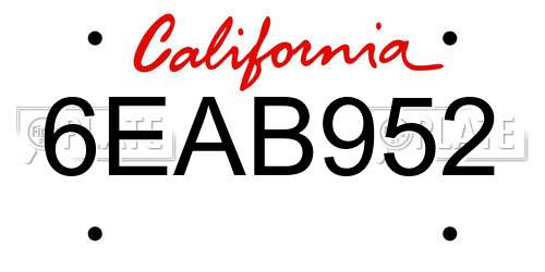 6EAB952 California License Plate