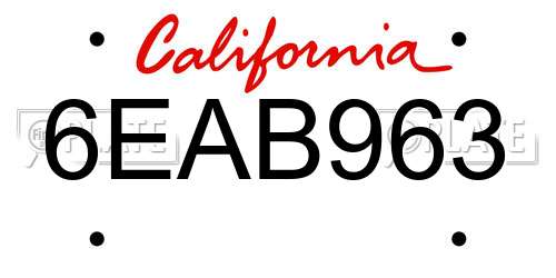 6EAB963 California License Plate