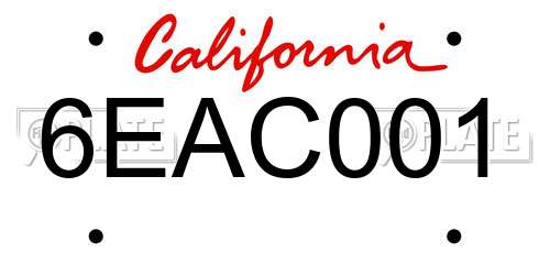 6EAC001 California License Plate