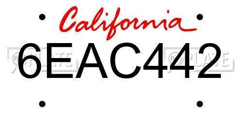 6EAC442 California License Plate
