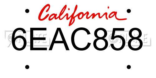 6EAC858 California License Plate
