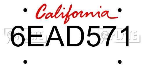6EAD571 California License Plate