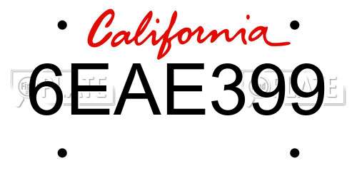 6EAE399 California License Plate
