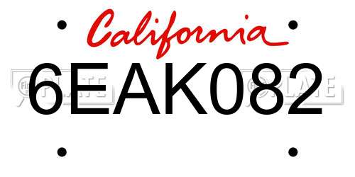 6EAK082 California License Plate